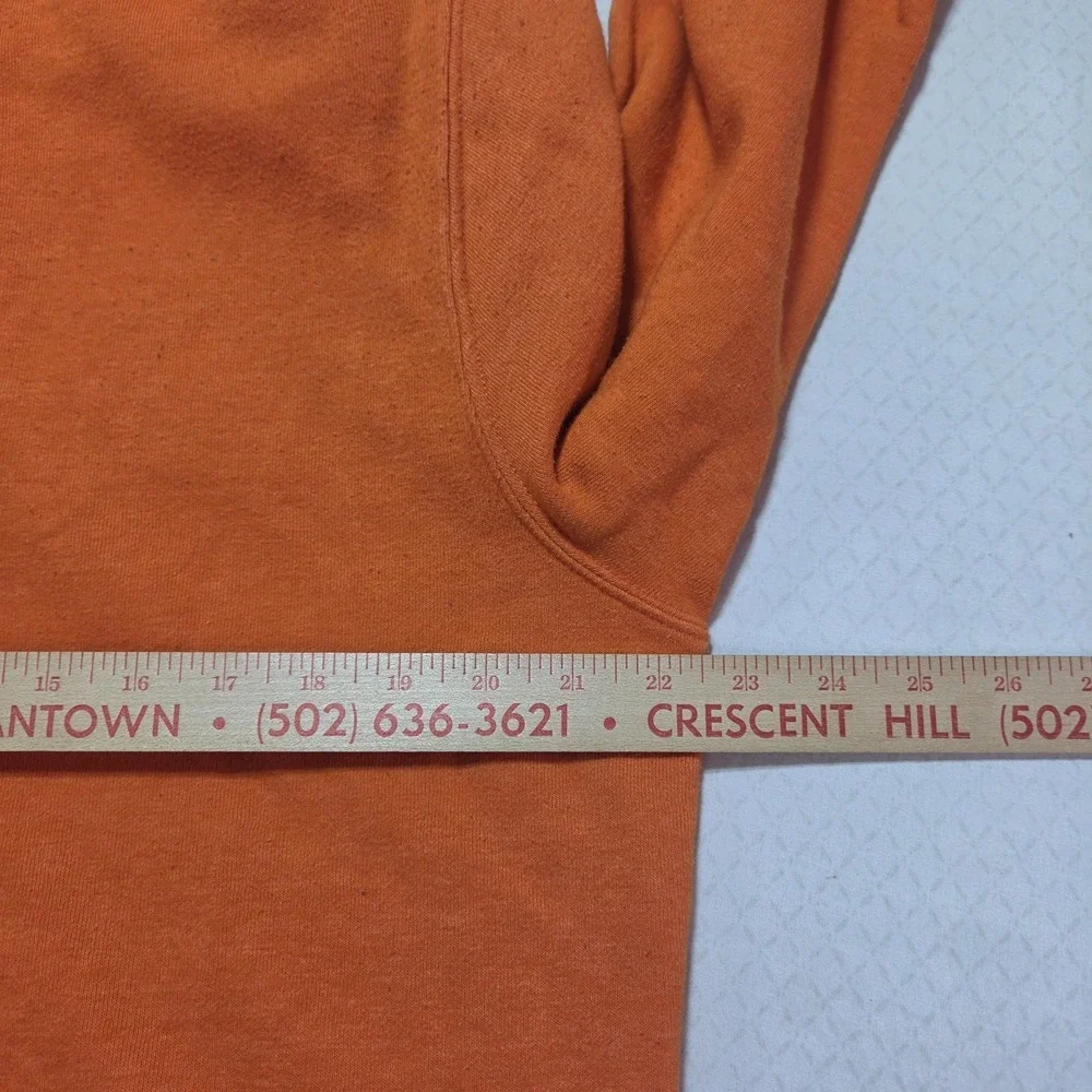 The North Face Hoodie Mens Large Orange Pullover Sweatshirt Fleece Big logo